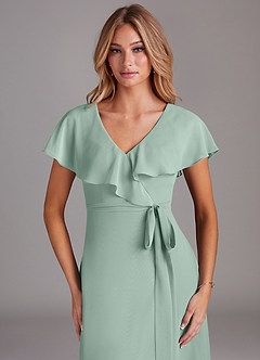 Azazie Lainey Bridesmaid Dresses Agave A-Line with Pockets Chiffon Dress image6