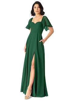Azazie Chloe Bridesmaid Dresses Dark Green A-Line Sweetheart Neckline Chiffon Dress image5