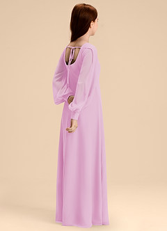 Azazie Bondi Junior Vestido de Rosa Caramelo de Gasa de Corte en A con Blusón image6