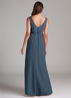 Azazie Tanicia Abiti da Damigella Abito A-Line in Chiffon Plissettato Blu Nettuno image7