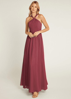 Azazie Jacey At-home Try On Dresses Desert Rose A-Line Pleated Chiffon Dress image1