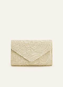 front Lace Embroidered Envelope Clutch Bag