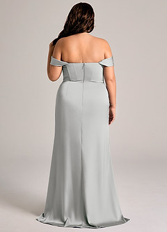 Azazie Johana Bridesmaid Dresses Silver Mermaid Off the Shoulder Stretch Satin Convertible Dress image9