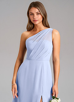 Azazie Phaedra Bridesmaid Dresses Ice A-Line One Shoulder Chiffon Dress image8
