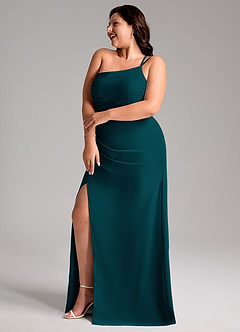 Azazie Eren Bridesmaid Dresses Pine Sheath One Shoulder Chiffon Dress image11
