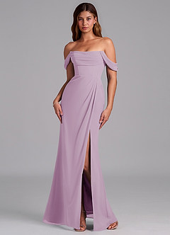 Azazie Johana Jurken voor bruidsmeisjes Converteerbaar Jurk van Chiffon met Zeemeermin Off the Shoulder Blauweregen image7