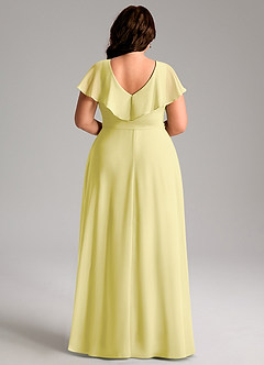 Azazie Lainey Bridesmaid Dresses Lemon Sorbet A-Line with Pockets Chiffon Dress image2