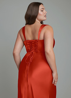 Azazie Agustina Brautjungfernkleider Meerjungfrau-Linie Korsett Stretch-Satin Kleid Rost image13