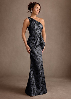 Azazie Victoria Mother of the Bride Dresses Black Mermaid Ruched Jacquard Dress image3