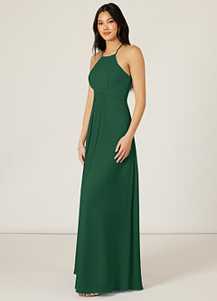 Azazie Sarah Brautjungfernkleider Empire Plissee Chiffon Kleid Dunkelgrün image4