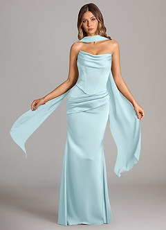 Azazie Sorrel Bridesmaid Dresses Cloud Blue Mermaid Strapless Stretch Satin Convertible Dress image1