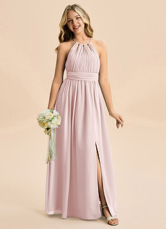 Azazie Noelle Junior Blushing Pink A-Line Pleated Chiffon Dress image6