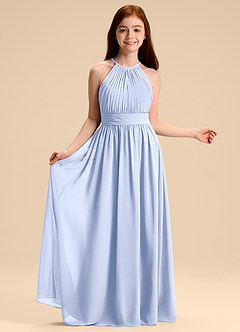 Azazie Malone Junior A-Linie Plissee Chiffon Kleid Eis image6