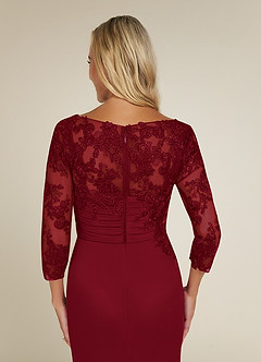 Azazie Alisondra Mother of the Bride Dresses Burgundy Sheath Scoop Lace Lace Dress image6