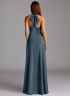 Azazie Myra Bridesmaid Dresses Twilight A-Line Side Slit Stretch Satin Dress image6