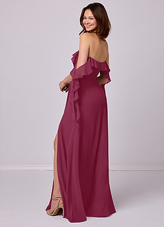 Barbie ♥ Azazie Bridesmaid Dresses Mulberry A-Line Off the Shoulder Chiffon Convertible Dress image3