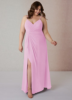 Azazie Emerald Bridesmaid Dresses Candy Pink A-Line Ruffled Chiffon Dress image7
