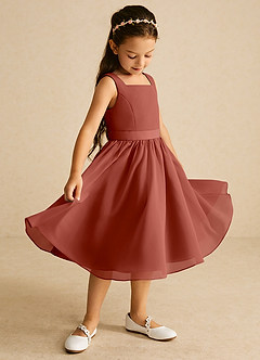 Azazie Ari Flower Girl Dresses Auburn A-Line Sleeveless Chiffon Dress image1