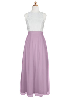 Azazie Albertine A-Line Lace Tulle Floor-Length Junior Bridesmaid Dress image7
