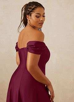 Christian Siriano Bridal for Azazie 1002 Bridesmaid Dresses Mulberry A-Line Off the Shoulder Stretch Satin Convertible Dress image10