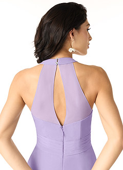 Azazie Danica Bridesmaid Dresses Lilac A-Line Pleated Chiffon Dress image5