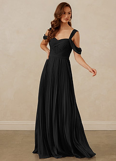 Christian Siriano Bridal for Azazie 1013 Bridesmaid Dresses Black A-Line Off the Shoulder Chiffon Dress image7