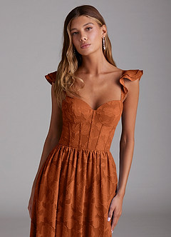 Azazie Denisse Suknie dla druhen Linia A Marszczony Kwiatowe wypalenie Do ziemi Sukienka image4