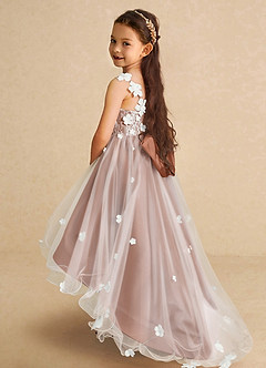 Azazie Celia Flower Girl Dresses Bronzer A-Line Lace Tulle Dress image1