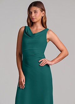 Azazie Nerine Brudtärnklänningar Klä av A-Linje i Chiffong Plisserad Påfågelblå image6