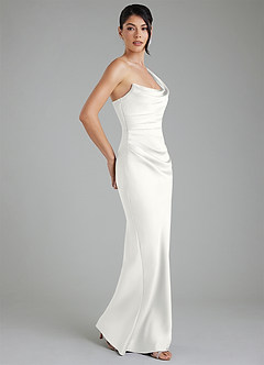 Azazie Sabrina Bridesmaid Dresses White Mermaid Corset Stretch Satin Dress image8