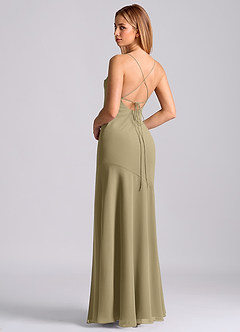 Azazie Grata 신부 들러리 드레스 인어 주름진 쉬폰 바닥 길이 드레스 image2