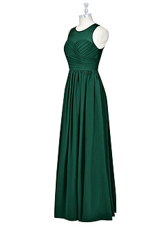 Azazie Nina Bridesmaid Dresses Emerald A-Line Pleated Chiffon Dress image10