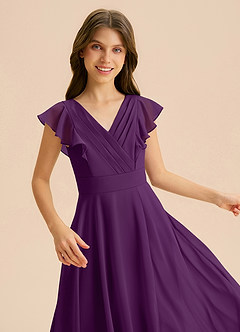 Azazie Anysa Junior Robe Trapèze en Mousseline de soie Rayé Grain De Raisin image7