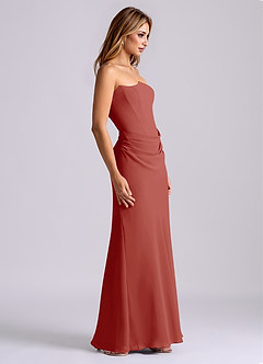 Azazie Debby Bridesmaid Dresses Terracotta Mermaid Strapless Chiffon Dress image5