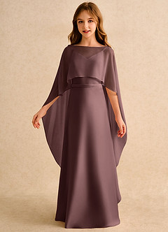 Azazie Fishie Girls Formal Flower Girl Dresses Espresso A-Line Matte Satin Dress image5