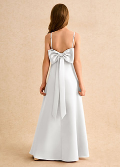 Azazie Joella Girls Formal Abiti da Ragazza di Fiori Abito A-Line in Raso Opaco Plissettato Bianco image1