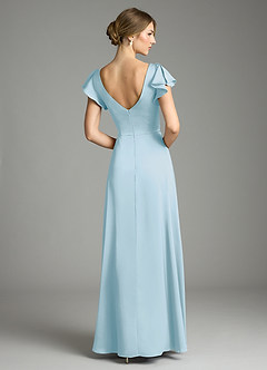 Azazie Omari Vestidos de damas de honor Vestido de Azul Cielo de Satén Elástico de Corte en A image2