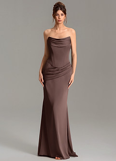 Azazie Adrienne Bridesmaid Dresses Ganache Mermaid Corset Stretch Satin Convertible Dress image3