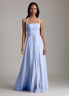 Azazie Clarisa Bridesmaid Dresses Ice A-Line Pleated Chiffon Dress image5