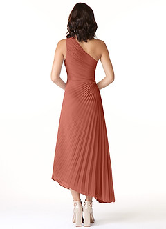 Azazie Kirra Bridesmaid Dresses Clay A-Line One Shoulder Chiffon Dress image2