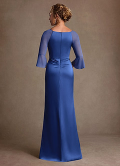 Azazie Nampa 신부의 어머니 드레스 쉬스 주름진 망사 플로어 길이 드레스 image3