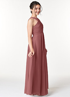 Azazie Kaleigh Junior Agave A-Line Pleated Chiffon Dress image5