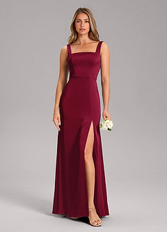 Azazie Frostine Brautjungfernkleider A-Linie Schleifen Stretch-Satin Kleid Burgunderrot image3