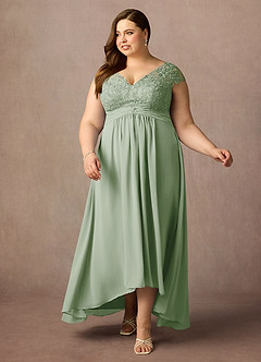 Azazie Irmeli Kleider für die Brautmutter A-Linie Spitze Chiffon Kleid Staubiger Salbeigrün image12