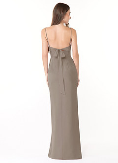 Azazie Mai Bridesmaid Dresses Taupe Sheath Pleated Chiffon Dress image2