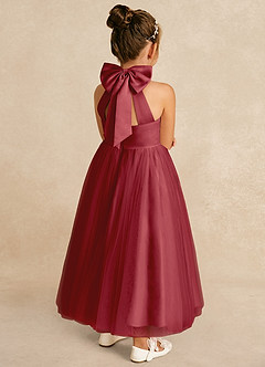 Azazie Bev Robe Demoiselle D'honneur Fillette Robe Trapèze en Tulle Convertible Grenade image6