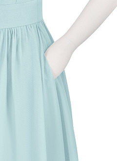 Azazie Molly Junior Sea Glass A-Line Pleated Chiffon Dress image10