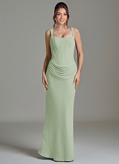 Azazie Niamh Abiti da Damigella Abito Sirena in Chiffon Corsetto Verde Salvia image3