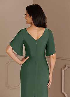 Azazie Louanne Mother of the Bride Dresses Eucalyptus Mermaid Boatneck Pleated Luxe Knit Dress image6