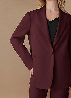 front Amelia Cabernet Refined Weave Performance Oversized 2-Piece Suit